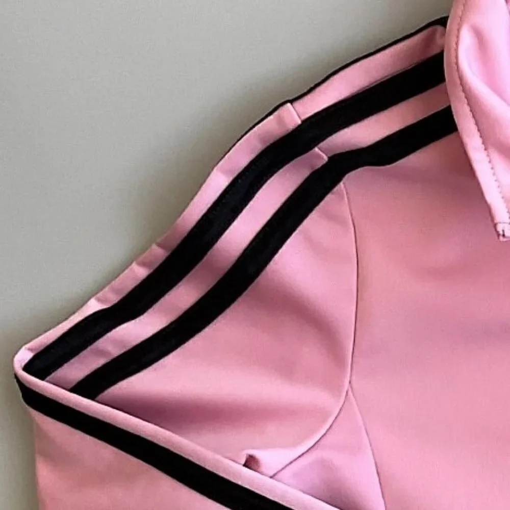 NEW ADIDAS STRIPED TRACK JACKET PINK/BLACK